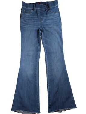SPANX Flare Bootcut Jeans Raw Hem Stretch Elastic Waist Womens S Petite